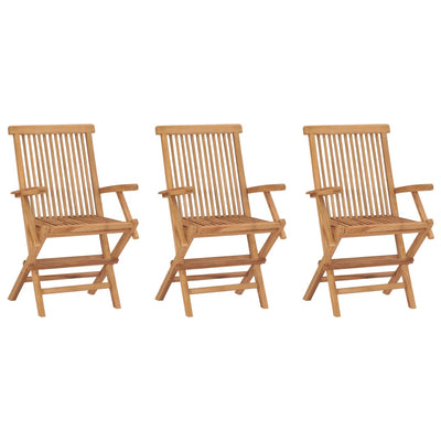 Folding Garden Chairs 3 pcs Solid Wood Teak