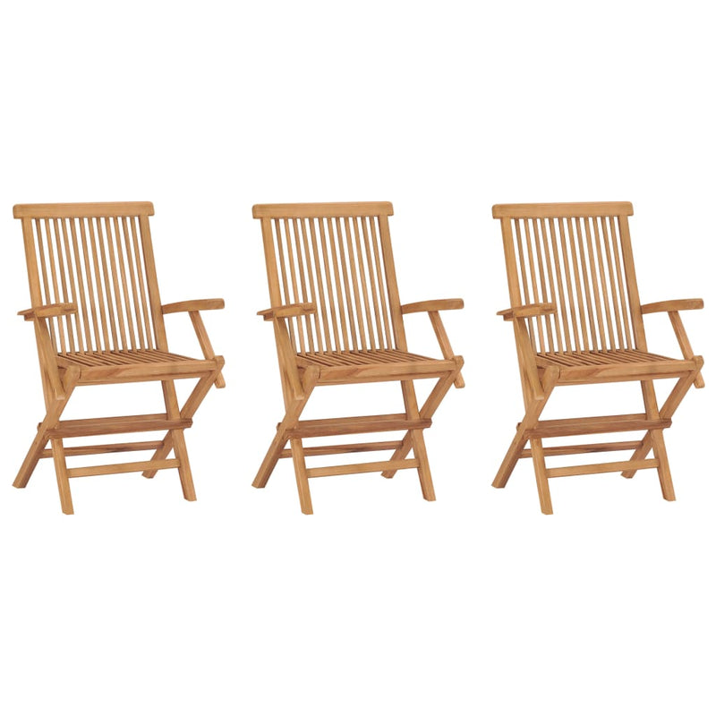 Folding Garden Chairs 3 pcs Solid Wood Teak