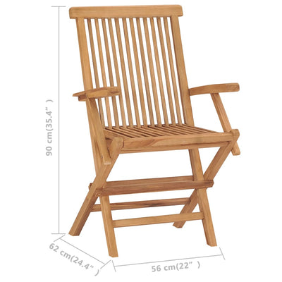 Folding Garden Chairs 3 pcs Solid Wood Teak