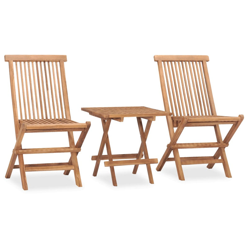 3 Piece Folding Outdoor Dining Set Solid Wood Teak