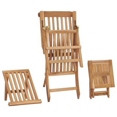 Garden Deck Chair with Footrest and Table Solid Teak Wood