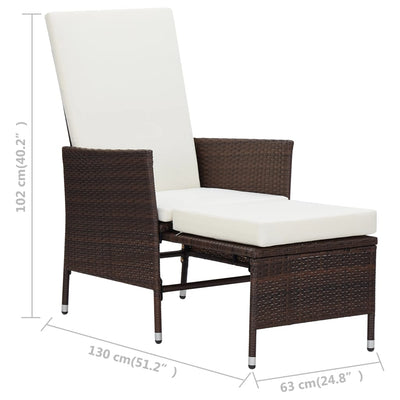 3 Piece Garden Lounge Set with Cushions Poly Rattan Brown