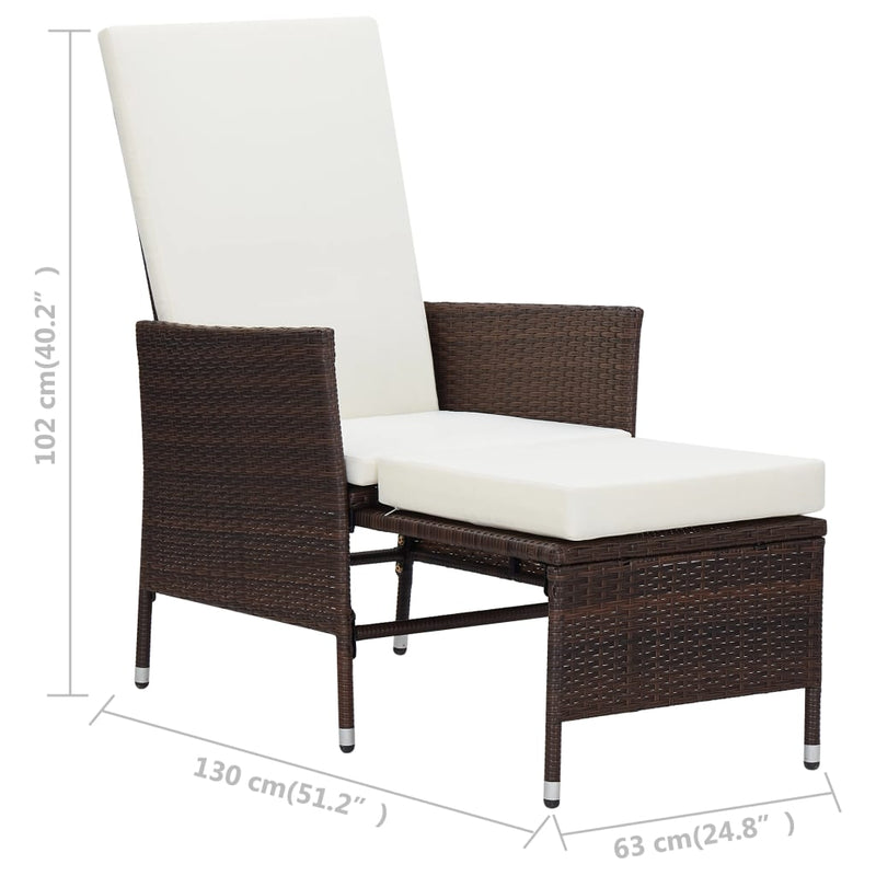 3 Piece Garden Lounge Set with Cushions Poly Rattan Brown