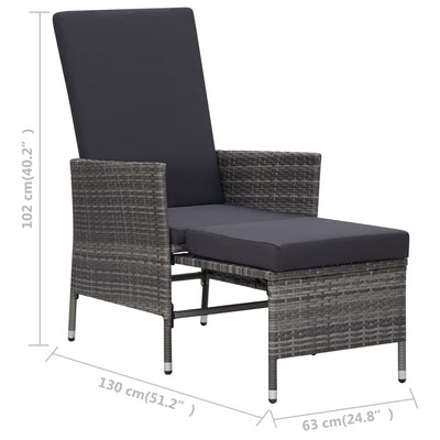 3 Piece Garden Lounge Set with Cushions Poly Rattan Grey