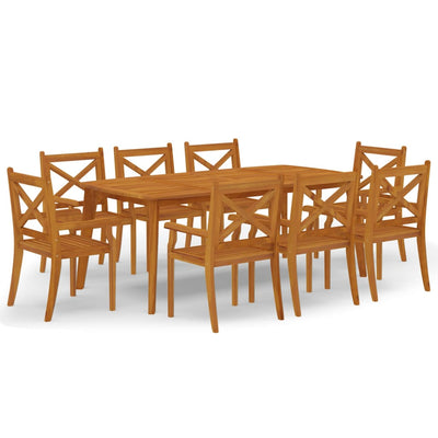 9 Piece Garden Dining Set Solid Wood Acacia