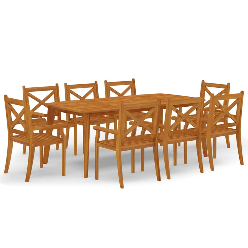 9 Piece Garden Dining Set Solid Wood Acacia