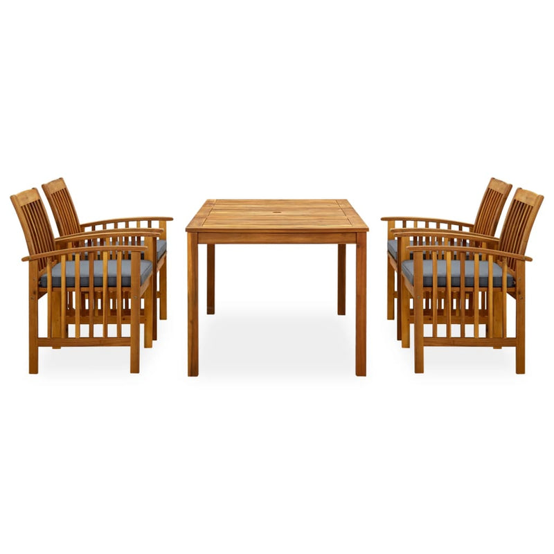 5 Piece Garden Dining Set with Cushions Solid Acacia Wood