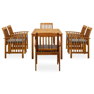 7 Piece Garden Dining Set with Cushions Solid Acacia Wood