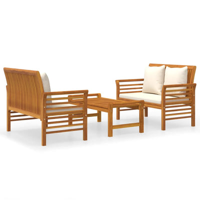 3 Piece Garden Lounge Set with Cushions Solid Wood Acacia