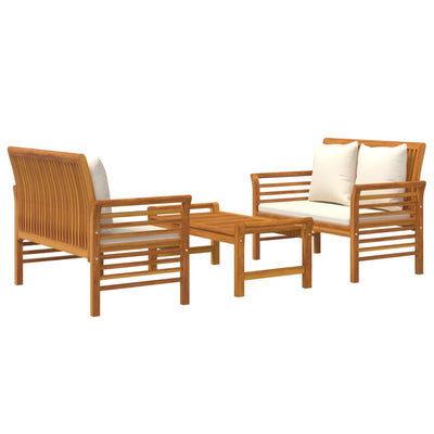 3 Piece Garden Lounge Set with Cushions Solid Wood Acacia