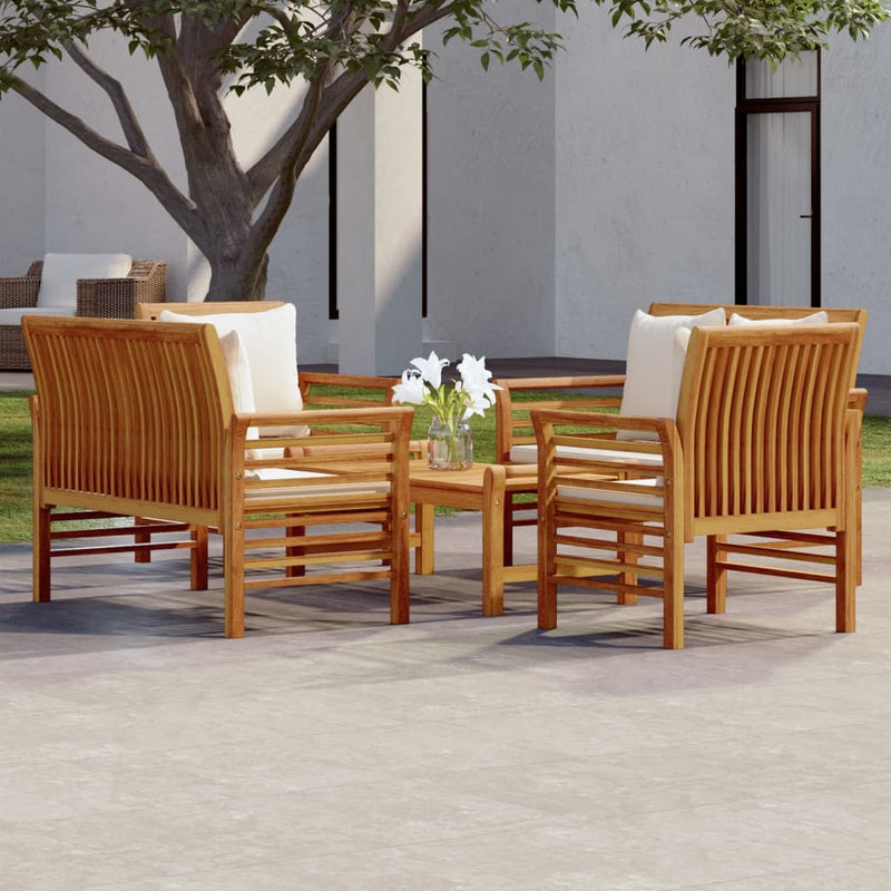 5 Piece Garden Lounge Set with Cushions Solid Wood Acacia