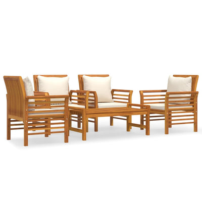 5 Piece Garden Lounge Set with Cushions Solid Wood Acacia