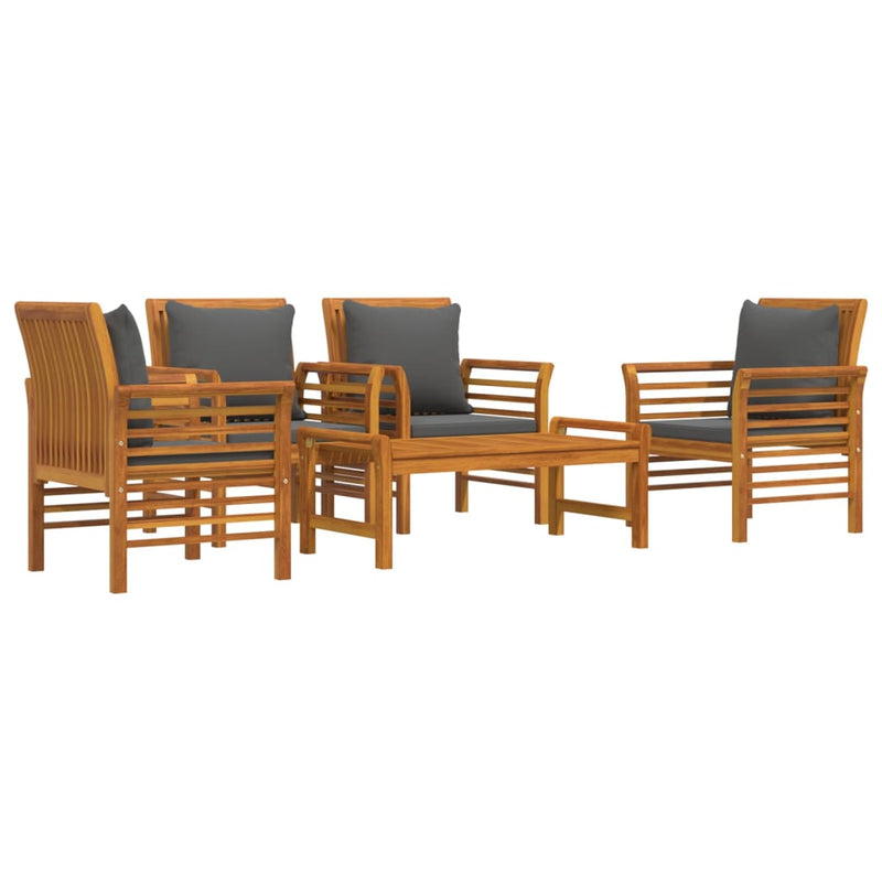 5 Piece Garden Lounge Set with Cushions Solid Wood Acacia