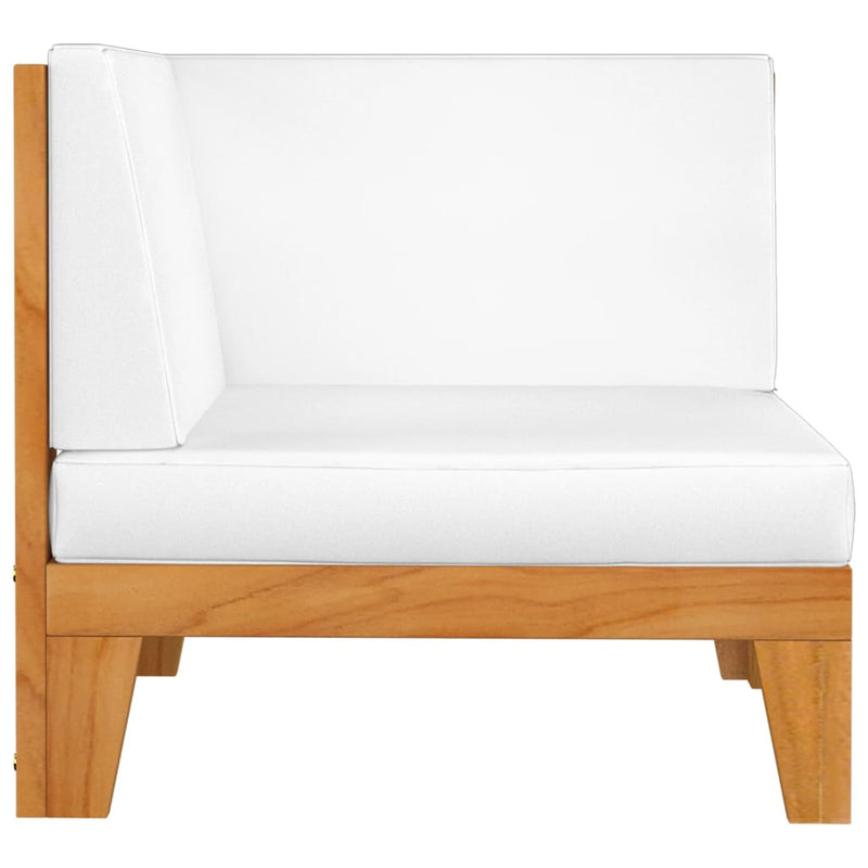 2-Seater Sofa with Cream White Cushions Solid Acacia Wood