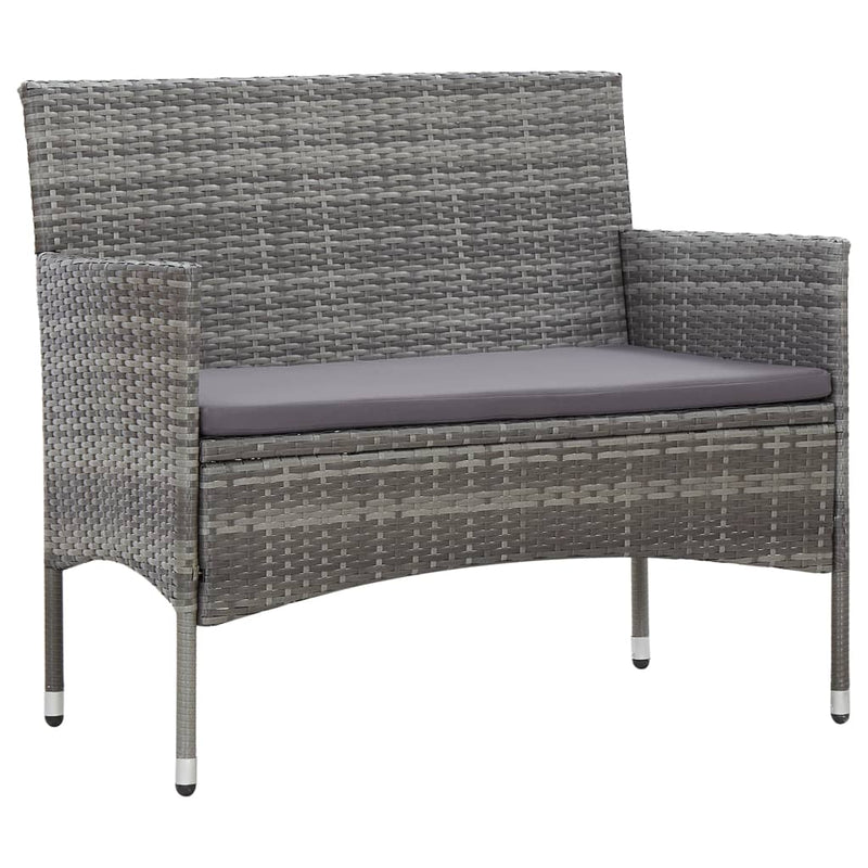 2 Piece Garden Lounge Set with Cushion Poly Rattan Grey