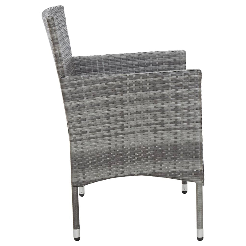 2 Piece Garden Lounge Set with Cushion Poly Rattan Grey