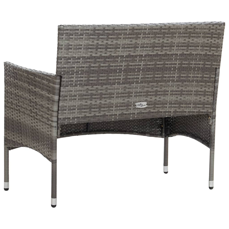 2 Piece Garden Lounge Set with Cushion Poly Rattan Grey