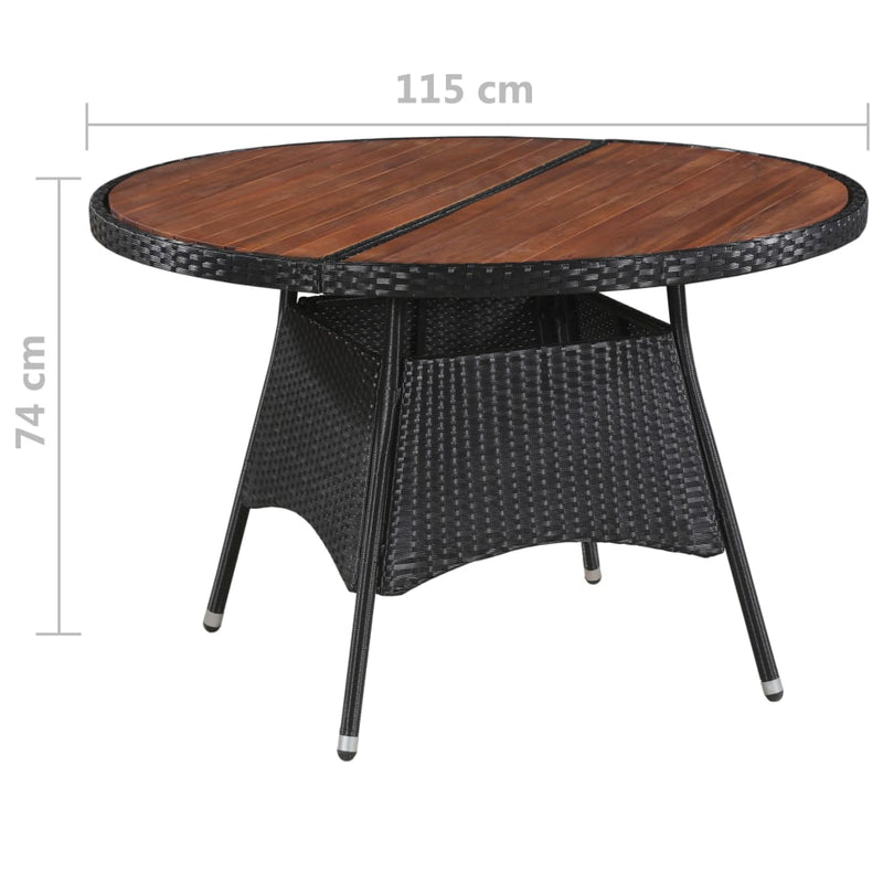 5 Piece Outdoor Dining Set with Cushions Poly Rattan Black