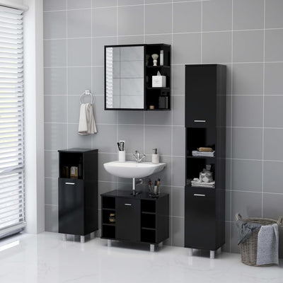 Bathroom Mirror Cabinet Black 62.5x20.5x64 cm Engineered Wood