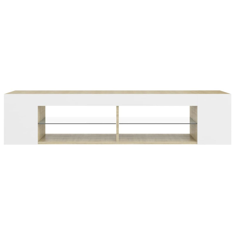 TV Cabinet with LED Lights White and Sonoma Oak 135x39x30 cm