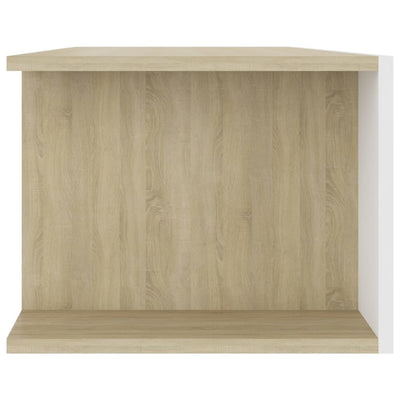 TV Cabinet with LED Lights White and Sonoma Oak 135x39x30 cm