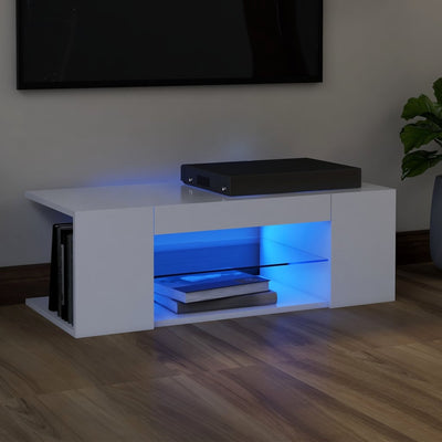 TV Cabinet with LED Lights White 90x39x30 cm