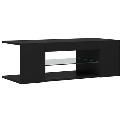 TV Cabinet with LED Lights Black 90x39x30 cm