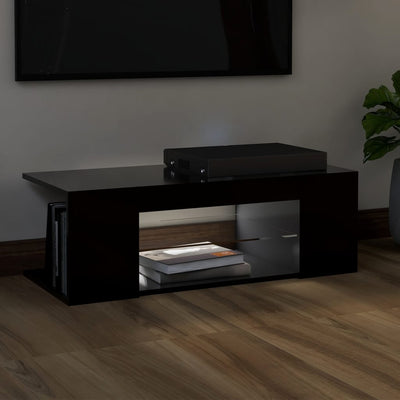 TV Cabinet with LED Lights Black 90x39x30 cm