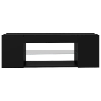 TV Cabinet with LED Lights Black 90x39x30 cm