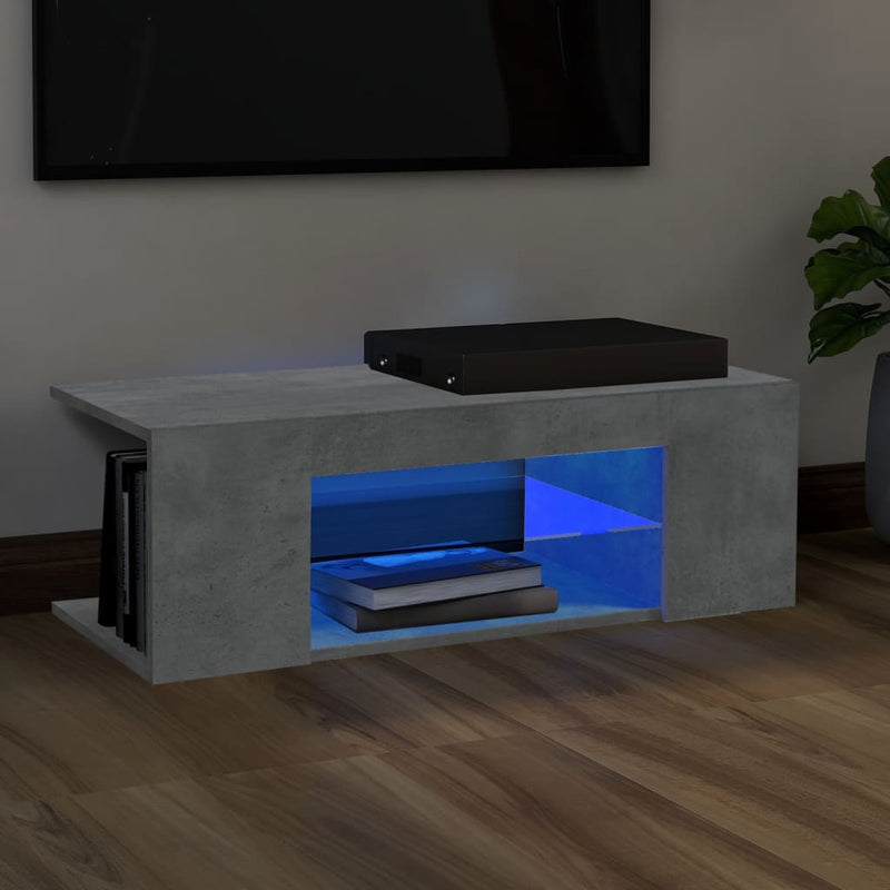 TV Cabinet with LED Lights Concrete Grey 90x39x30 cm