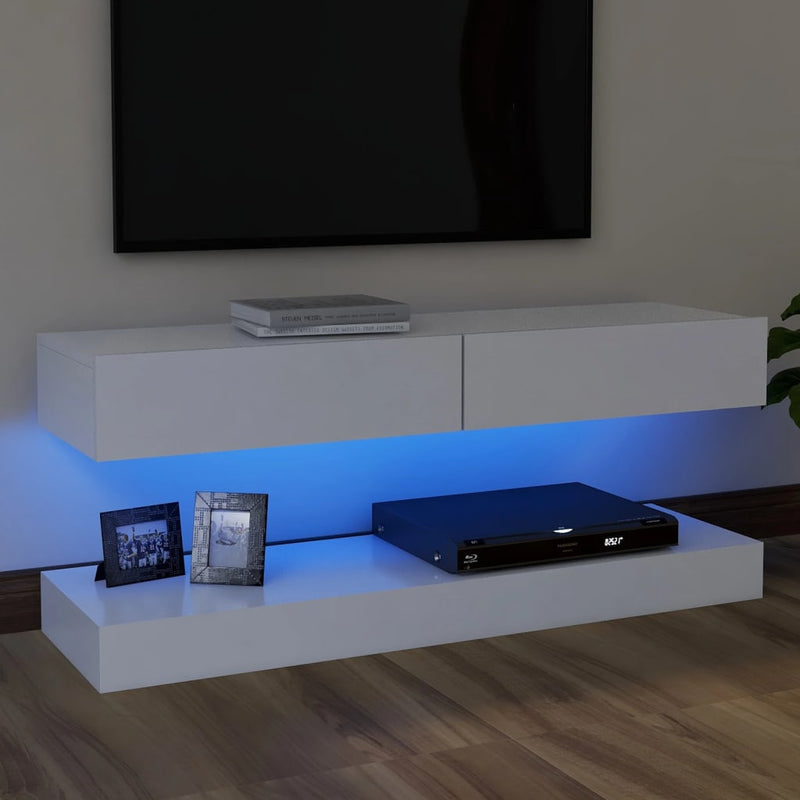 TV Cabinet with LED Lights White 120x35 cm