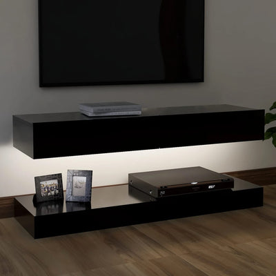 TV Cabinet with LED Lights Black 120x35 cm