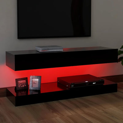 TV Cabinet with LED Lights Black 120x35 cm