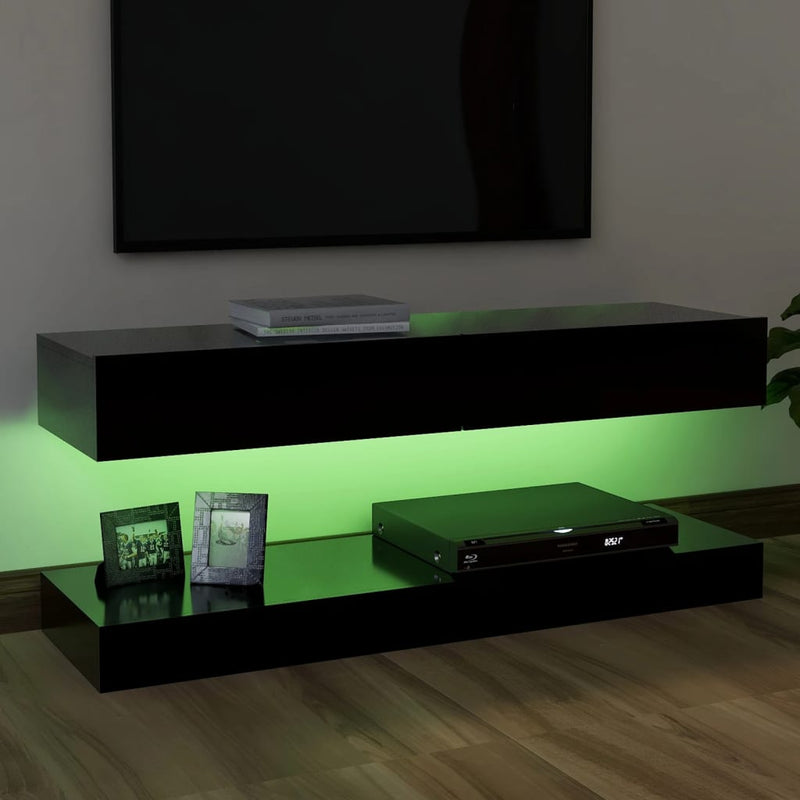 TV Cabinet with LED Lights Black 120x35 cm