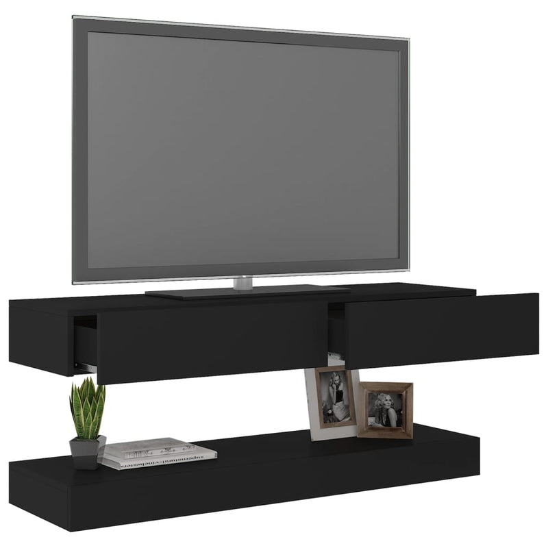 TV Cabinet with LED Lights Black 120x35 cm