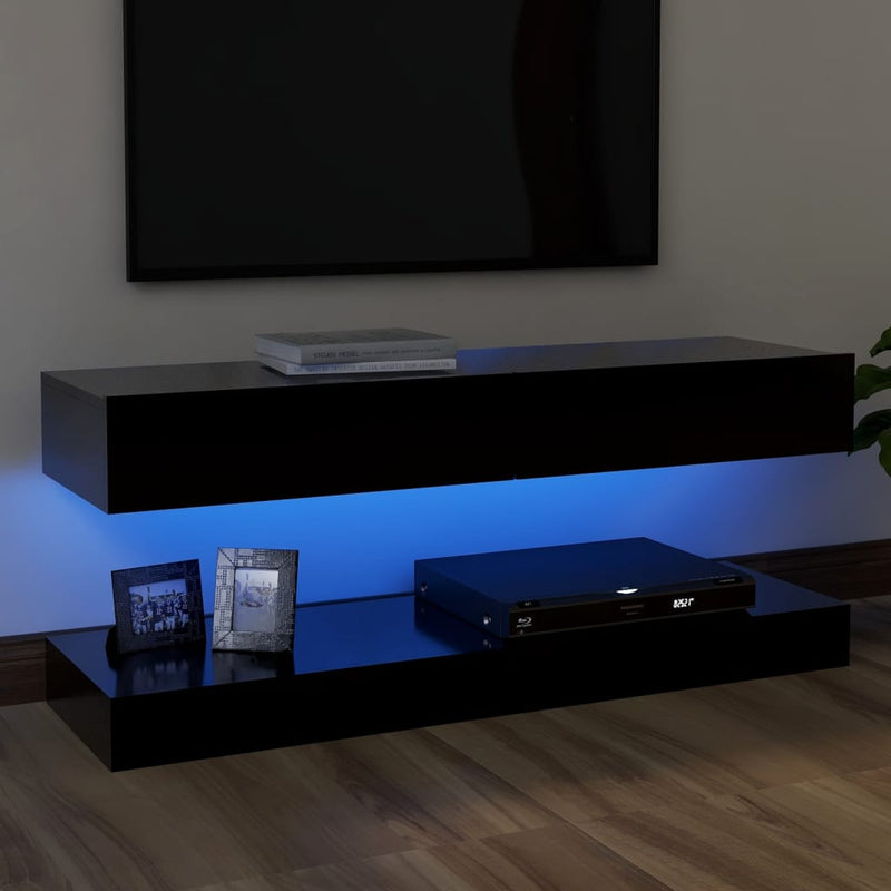 TV Cabinet with LED Lights Black 120x35 cm