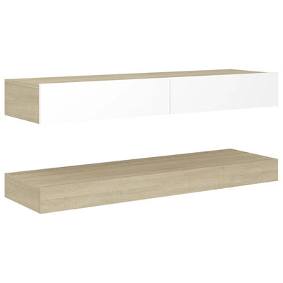 TV Cabinet with LED Lights White and Sonoma Oak 120x35 cm