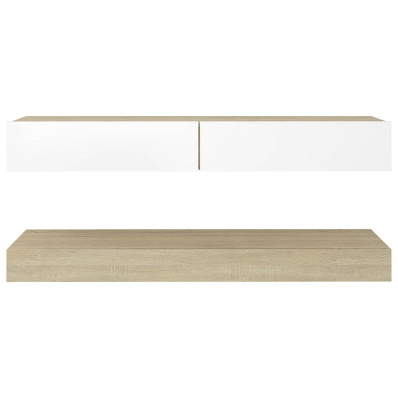 TV Cabinet with LED Lights White and Sonoma Oak 120x35 cm