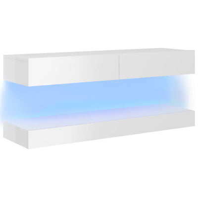 TV Cabinet with LED Lights High Gloss White 120x35 cm