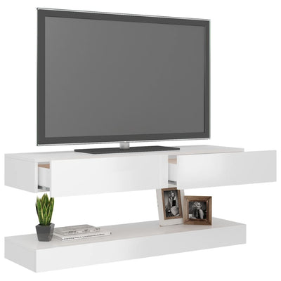 TV Cabinet with LED Lights High Gloss White 120x35 cm