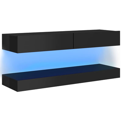 TV Cabinet with LED Lights High Gloss Black 120x35 cm