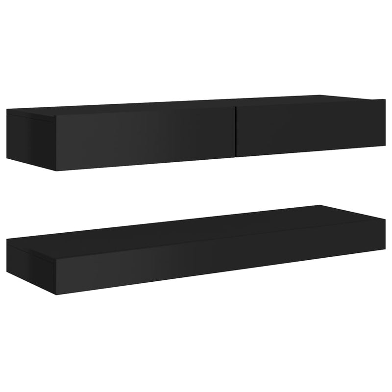 TV Cabinet with LED Lights High Gloss Black 120x35 cm