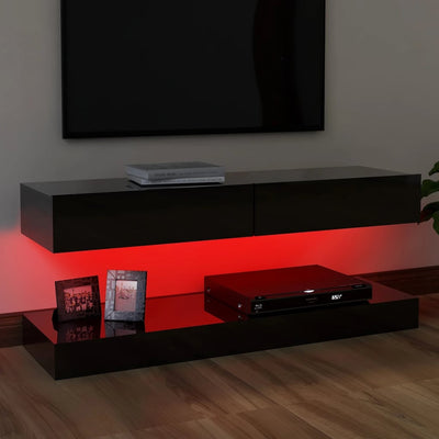 TV Cabinet with LED Lights High Gloss Black 120x35 cm