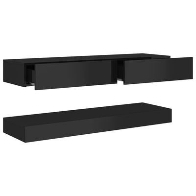 TV Cabinet with LED Lights High Gloss Black 120x35 cm