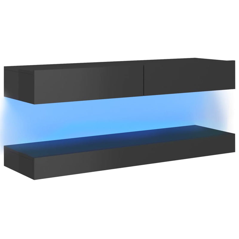 TV Cabinet with LED Lights High Gloss Grey 120x35 cm
