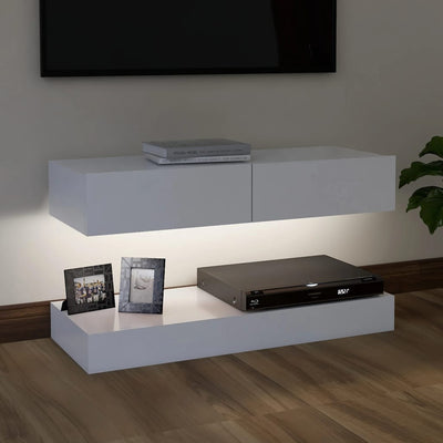 TV Cabinet with LED Lights White 90x35 cm