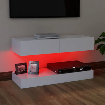 TV Cabinet with LED Lights White 90x35 cm