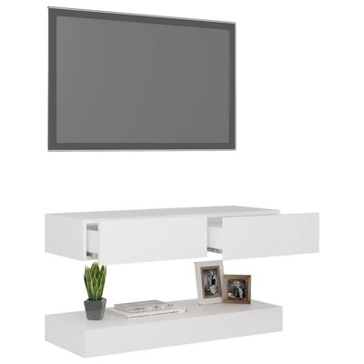 TV Cabinet with LED Lights White 90x35 cm