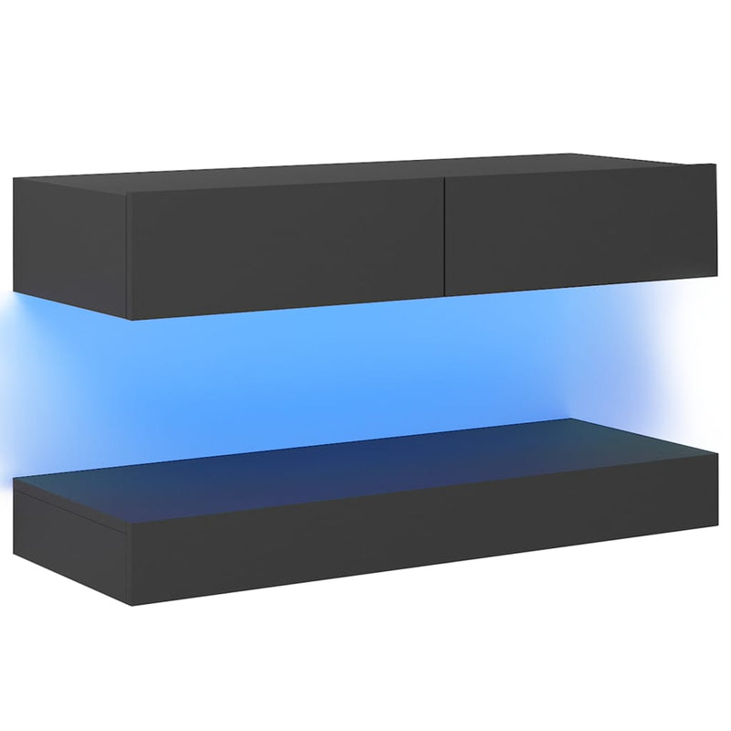 TV Cabinet with LED Lights Grey 90x35 cm