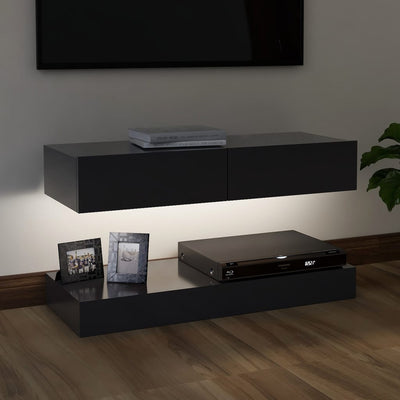 TV Cabinet with LED Lights Grey 90x35 cm